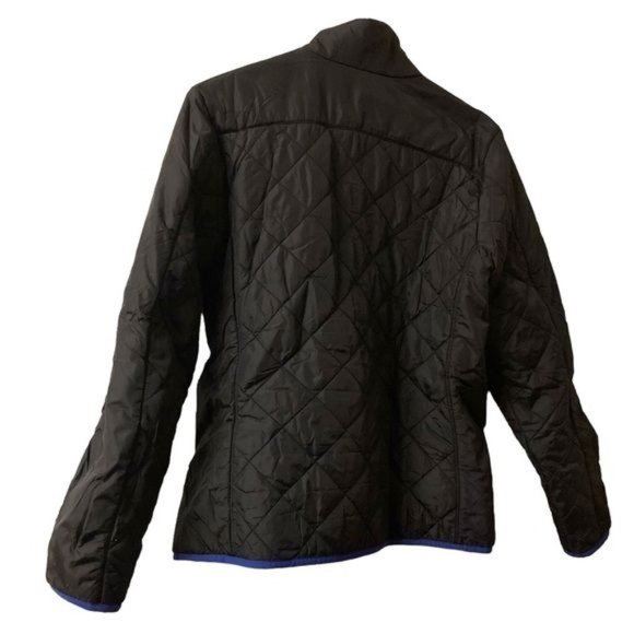 Lands end puffer jacket womens small black Diamond quilted coat S zipper - Picture 2 of 4